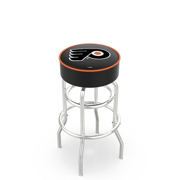 Holland Bar Stool Co 25" Philadelphia Flyers Cushion Seat, 2-Ring Chrome Swivel Bar Stool - L7C125PHIFLY-B