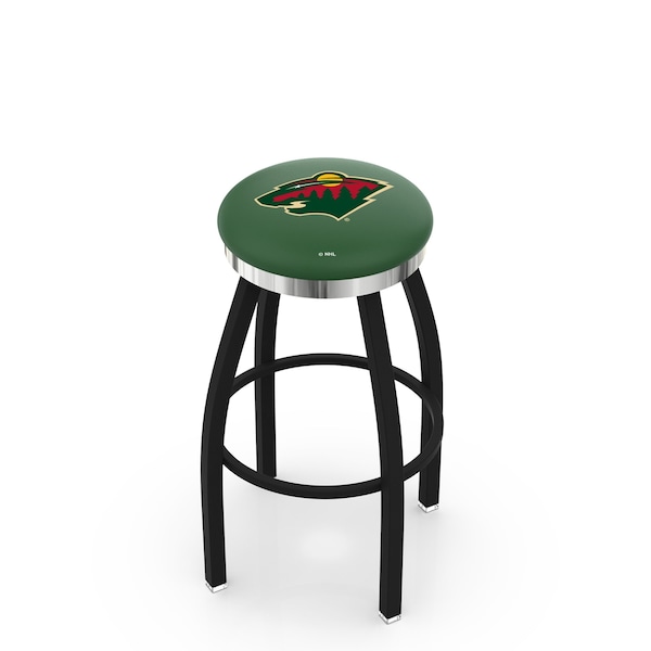 Holland Bar Stool Co 30" Blk Wrinkle Minnesota Wild Swivel Bar Stool, Chrome Ring - L8B2C30MINWLD
