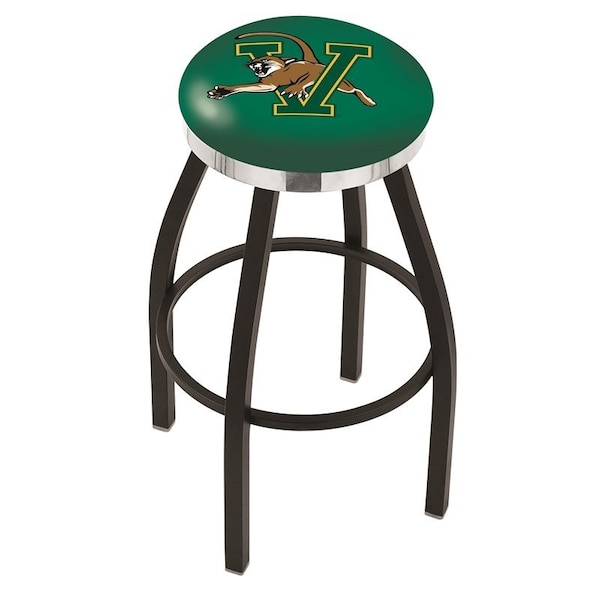 Holland Bar Stool Co 25" Blk Wrinkle Vermont Swivel Bar Stool, Chrome Ring - L8B2C25VERMNT