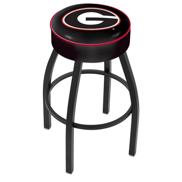 Holland Bar Stool Co 25" 4" Georgia "G" Cushion Seat, Blk Wrinkle Base Swivel Bar Stool - L8B125GA-G