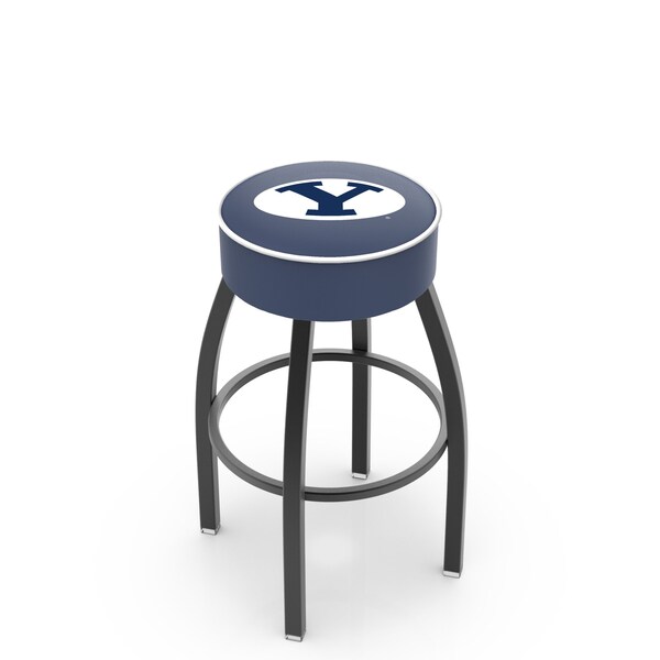 Holland Bar Stool Co 30" 4" Brigham Young Cushion Seat, Blk Wrinkle Base Swivel Bar Stool - L8B130BRIGYN