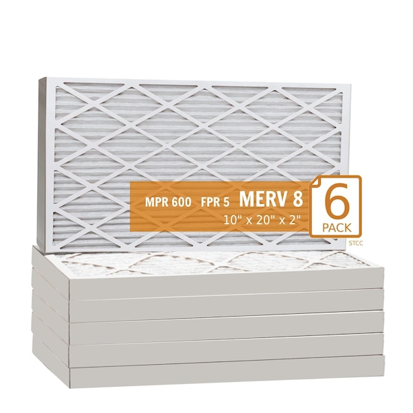 Purolator 10x20x2 Pleated Air Filter, MERV 8, 6 PK - 10X20X2X1 KP (6 PACK)