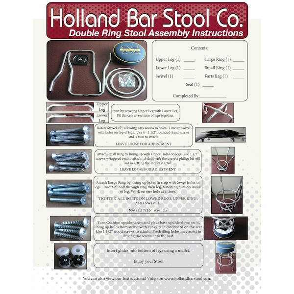 Holland Bar Stool Co 25" Chrome 2-Ring Oregon State Swivel Bar Stool, Back - L7C425OREGST