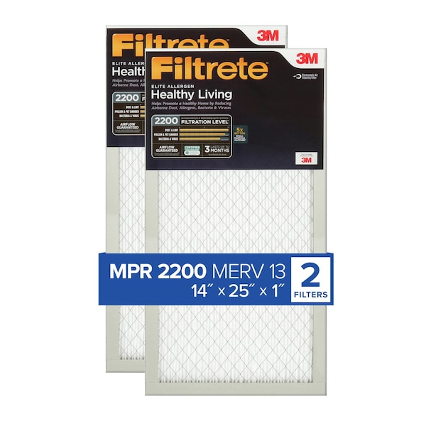 Filtrete Elite Allergen Reduction Filter, Qty. 6, 14"x25"x1" - EA04-2PK-6E