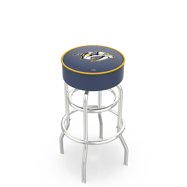 Holland Bar Stool Co 25" Nashville Predators Cushion Seat, 2-Ring Chrome Swivel Bar Stool - L7C125NSHPRE