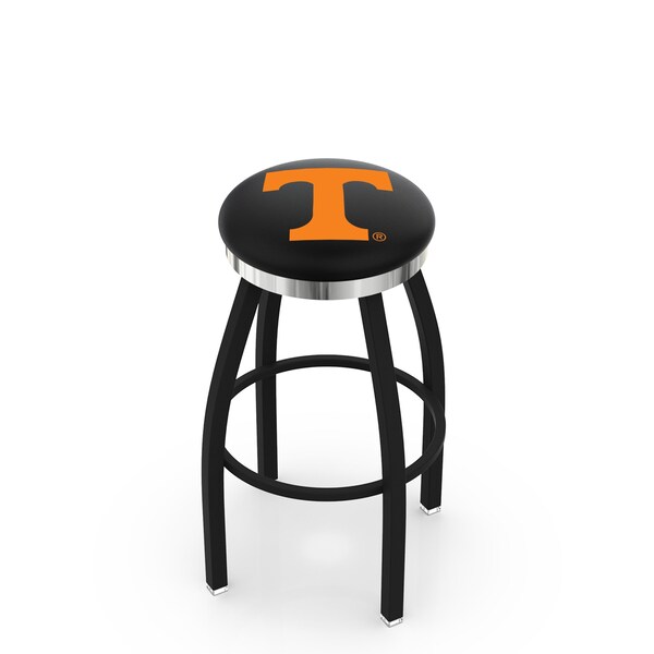 Holland Bar Stool Co 30" Blk Wrinkle Tennessee Swivel Bar Stool, Chrome Ring - L8B2C30TENNES