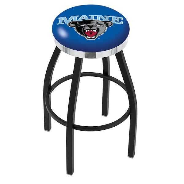 Holland Bar Stool Co 25" Blk Wrinkle Maine Swivel Bar Stool, Chrome Ring - L8B2C25MAINEU