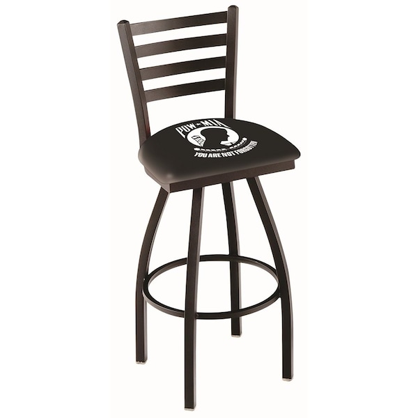 Holland Bar Stool Co 25" Blk Wrinkle POW/MIA Swivel Bar Stool, Ladder Back - L01425POWMIA