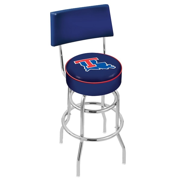 Holland Bar Stool Co 30" Chrome 2-Ring Louisiana Tech Swivel Bar Stool, Back - L7C430LATECH
