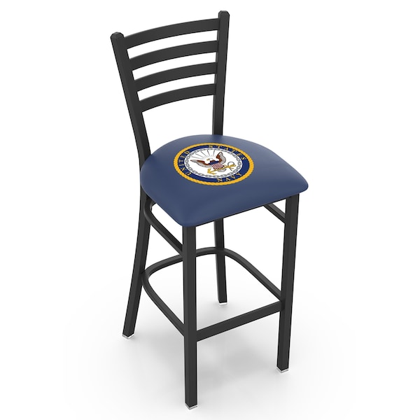Holland Bar Stool Co 30" Blk Wrinkle U.S. Navy Stationary Bar Stool, Ladder Back - L00430NAVY