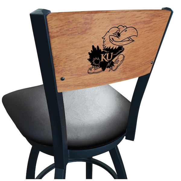 Holland Bar Stool Co 25" Blk Wrinkle Kansas Swivel Bar Stool, Laser Engraved Back - L03825BWMEDMPLAKNSASUBLKVINYL