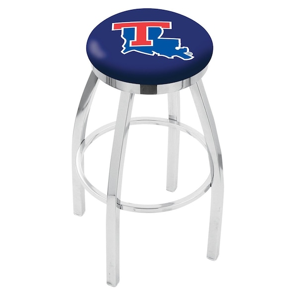 Holland Bar Stool Co 25" Chrome Louisiana Tech Swivel Bar Stool, Accent Ring - L8C2C25LATECH