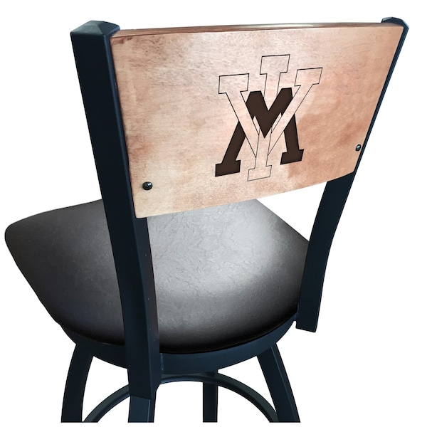 Holland Bar Stool Co 25" Blk Wrnkl Virginia Military Inst Swivel Bar Stool, Engraved Back - L03825BWMEDMPLAVAMILIBLKVINYL