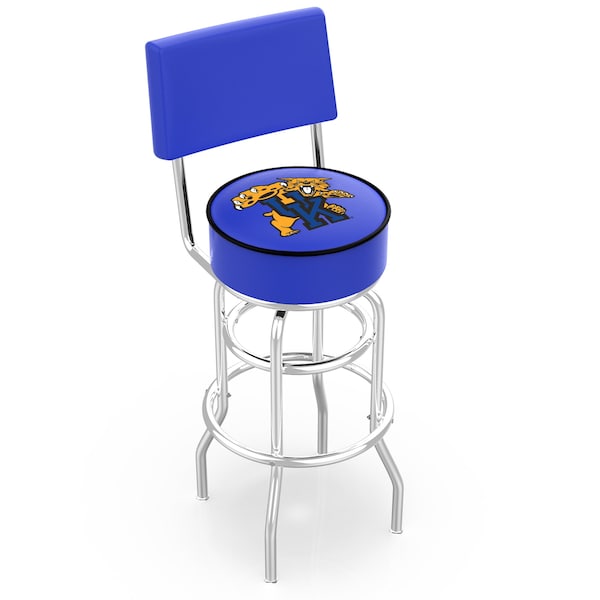 Holland Bar Stool Co 25" Chrome 2-Ring Kentucky "Wildcat" Swivel Bar Stool, Back - L7C425UKYCAT