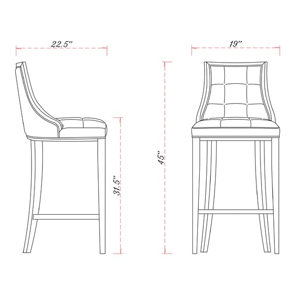 Manhattan Comfort Fifth Avenue Bar Stool in Cream and Walnut - BS007-CR
