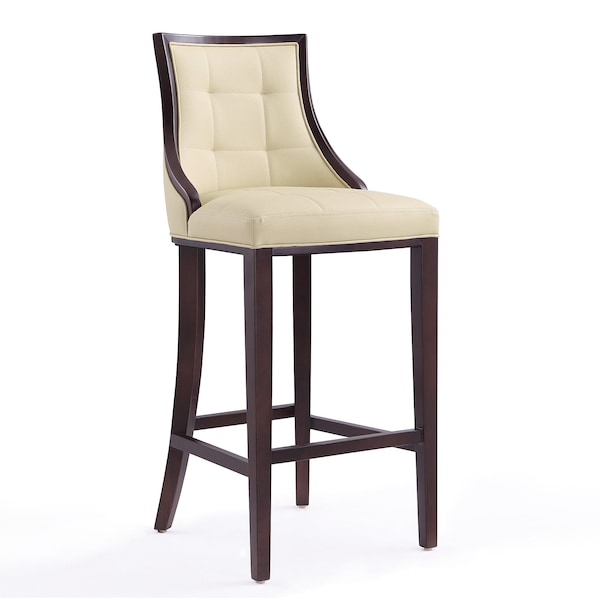 Manhattan Comfort Fifth Avenue Bar Stool in Cream and Walnut - BS007-CR