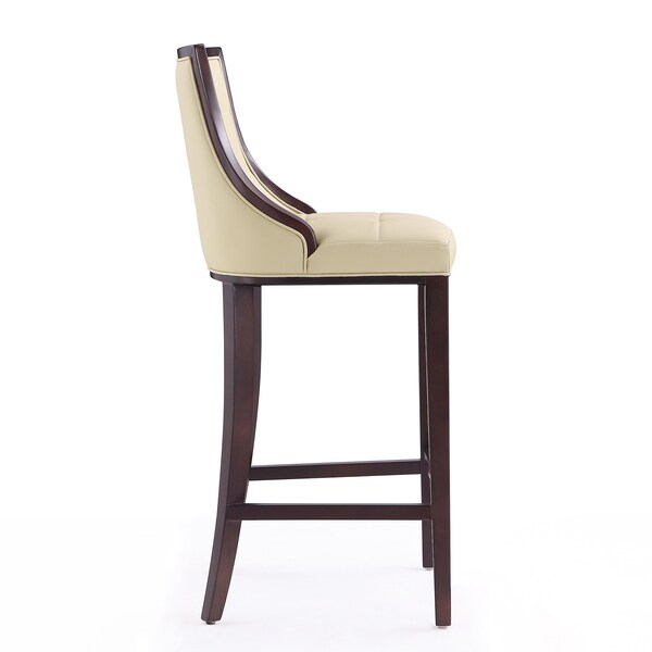 Manhattan Comfort Fifth Avenue Bar Stool in Cream and Walnut - BS007-CR