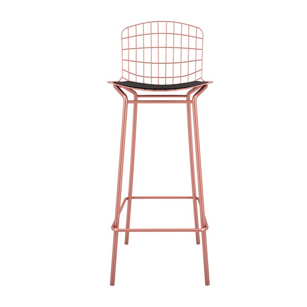 Manhattan Comfort Madeline Barstool, Rose Pink Gold and Black - 198AMC5
