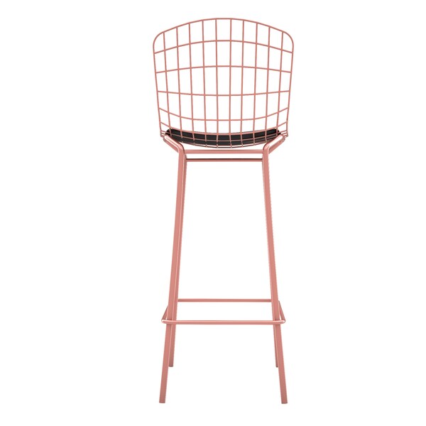 Manhattan Comfort Madeline Barstool, Rose Pink Gold and Black - 198AMC5
