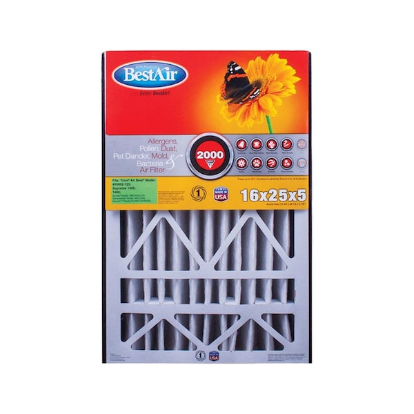 Bestair 16x25x5 Pleated Air Filter, 3 PK - BE4791