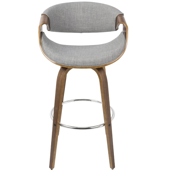 Lumisource Curvini Barstool in Walnut Wood and Grey Fabric, PK 2 - B30-CRVNIR WLGY2