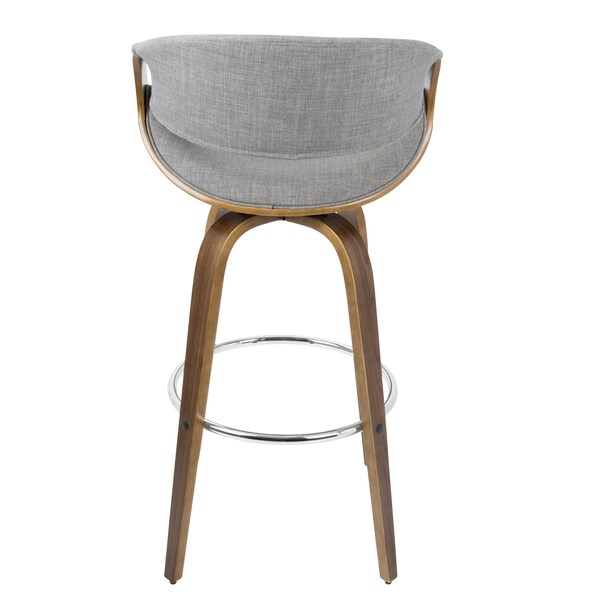 Lumisource Curvini Barstool in Walnut Wood and Grey Fabric, PK 2 - B30-CRVNIR WLGY2