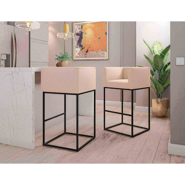 Manhattan Comfort Embassy Barstool in Cream and Black - BS018-CR
