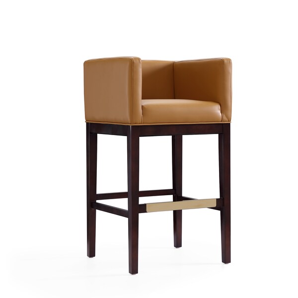 Manhattan Comfort Kingsley Barstool in Camel and Dark Walnut (Set of 2) - 2-BS012-CL