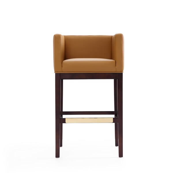 Manhattan Comfort Kingsley Barstool in Camel and Dark Walnut (Set of 2) - 2-BS012-CL