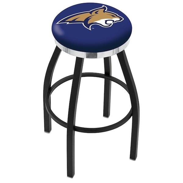 Holland Bar Stool Co 25" Blk Wrinkle Montana State Swivel Bar Stool, Chrome Ring - L8B2C25MONTST