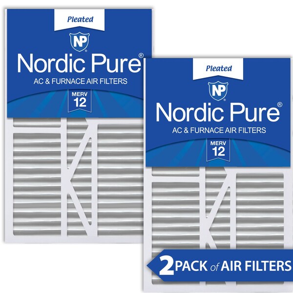 Nordic Pure 16x25x5 Pleated Air Filter, High Capacity, Electrostatically Charged Synthetic Media, MERV 12, 2 PK - 16X25X5_1/4GCAM12-2