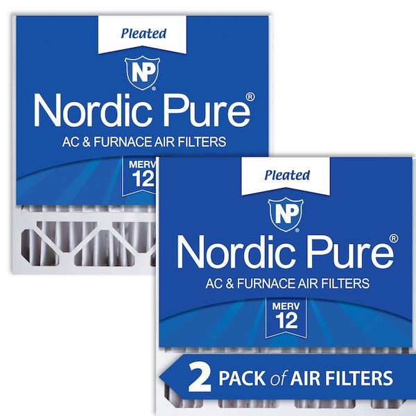 Nordic Pure 20x20x5 Pleated Air Filter, High Capacity, Electrostatically Charged Synthetic Media, MERV 12, 2 PK - 20X20X5HM12-2