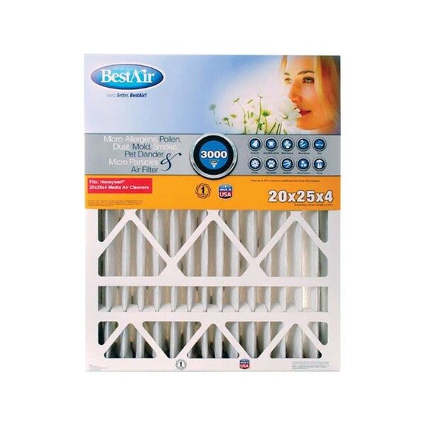 Bestair Bestair 4766176 20x25x4 . Pleated Air Filter- pack of 3 - 4766176