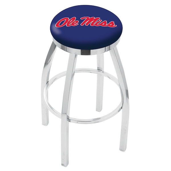 Holland Bar Stool Co 30" Chrome Ole' Miss Swivel Bar Stool, Accent Ring - L8C2C30MSSPPU