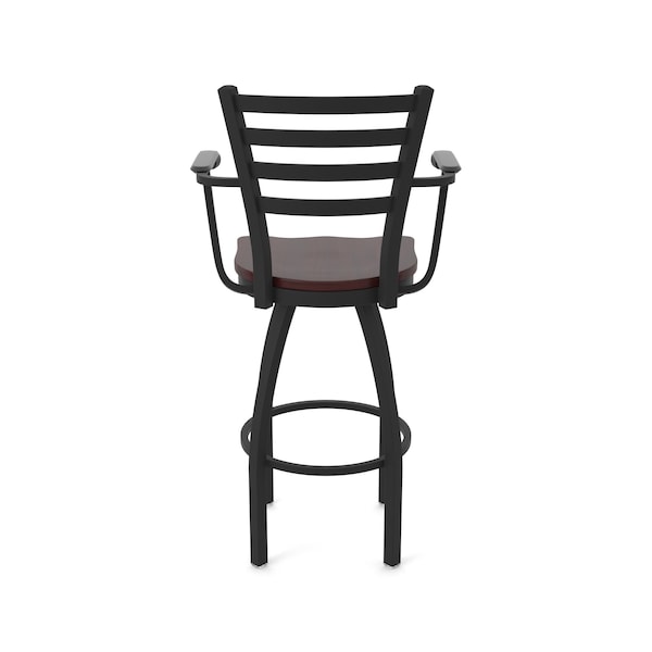 Holland Bar Stool Co Jackie with Arms 36 in. Swivel Bar Stool with Black Wrinkle Finish and Dark Cherry Maple Seat - 415