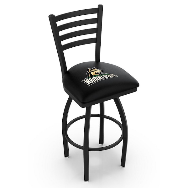 Holland Bar Stool Co 25" Blk Wrinkle Wright State Swivel Bar Stool, Ladder Back - L01425WRTSTU