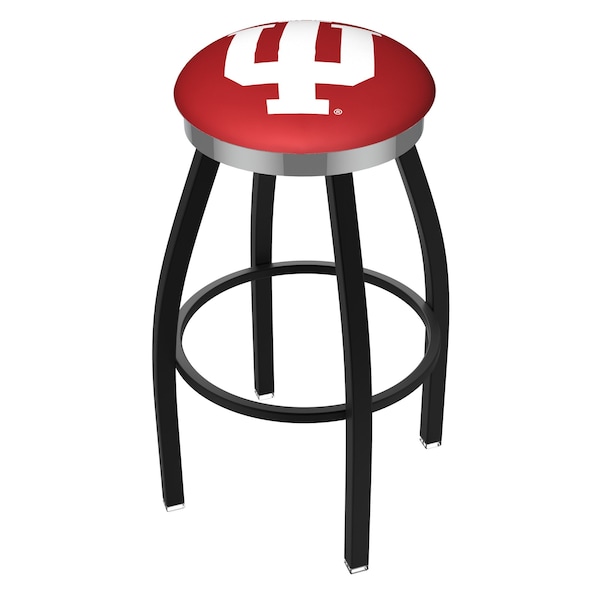 Holland Bar Stool Co 25" Blk Wrinkle Indiana Swivel Bar Stool, Chrome Ring - L8B2C25INDNAU