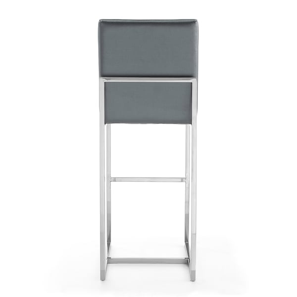 Manhattan Comfort Element 29" Faux Leather Bar Stool in Graphite and Polished Chrome (Set of 2) - 2-BS010-GP