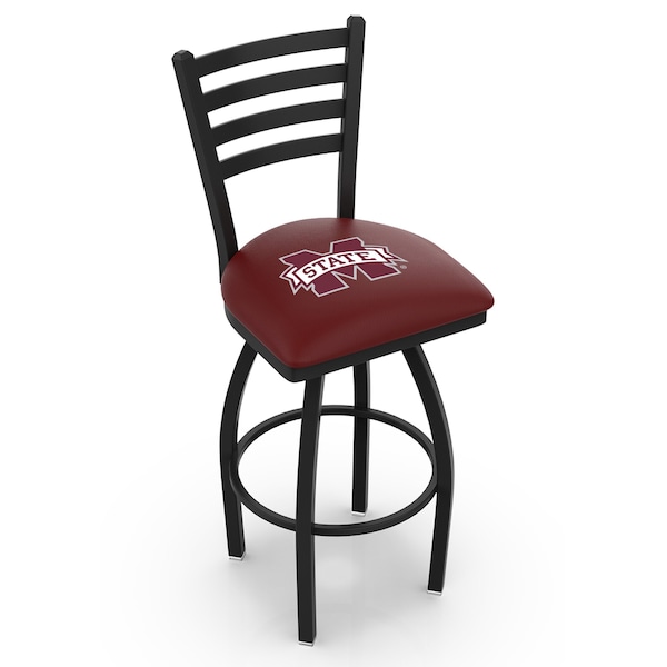 Holland Bar Stool Co 30" Blk Wrinkle Mississippi State Swivel Bar Stool, Ladder Back - L01430MSSSTU