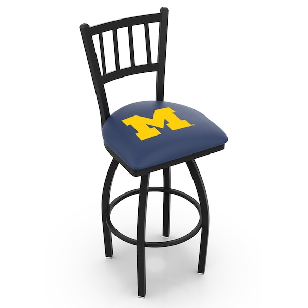 Holland Bar Stool Co 30" Blk Wrinkle Michigan Swivel Bar Stool, Jailhouse Back - L01830MICHUN
