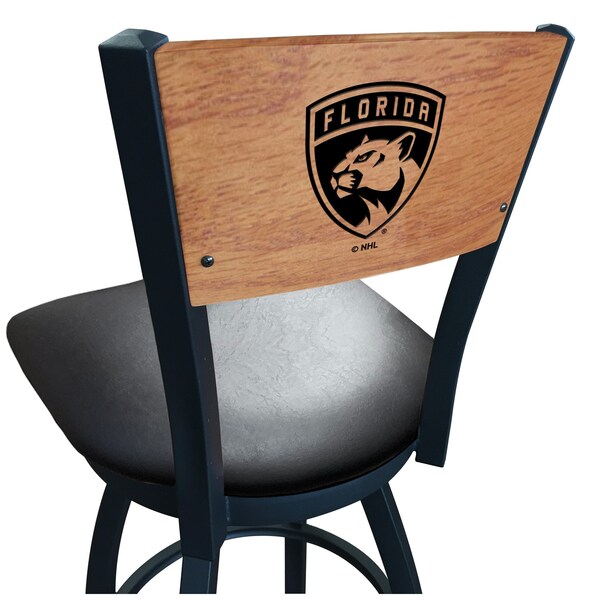 Holland Bar Stool Co 25" Blk Wrinkle Florida Panthers Swivel Bar Stool, Laser Engraved Back - L03825BWMEDMPLAFLAPANBLKVINYL