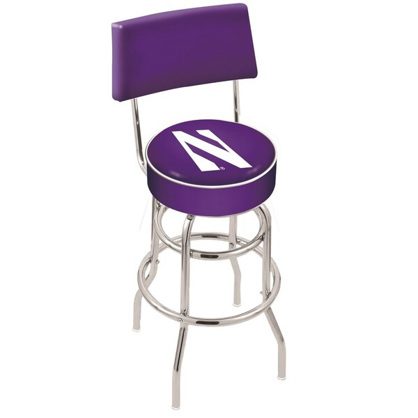 Holland Bar Stool Co 30" Chrome 2-Ring Northwestern Swivel Bar Stool, Back - L7C430NTHWST