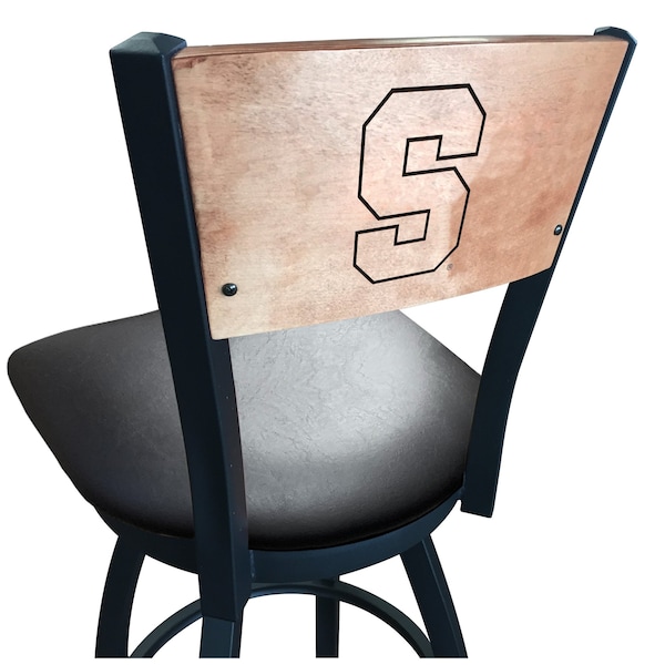Holland Bar Stool Co 30" Blk Wrinkle Syracuse Swivel Bar Stool, Laser Engraved Back - L03830BWMEDMPLASYRCSEBLKVINYL