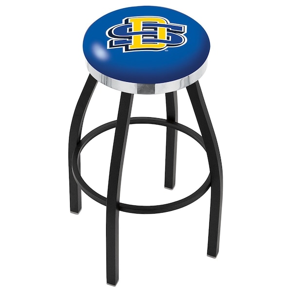 Holland Bar Stool Co 25" Blk Wrinkle South Dakota State Swivel Bar Stool, Chrome Ring - L8B2C25SDAKST