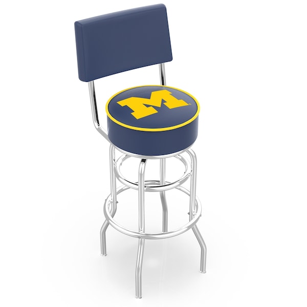 Holland Bar Stool Co 30" Chrome 2-Ring Michigan Swivel Bar Stool, Back - L7C430MICHUN