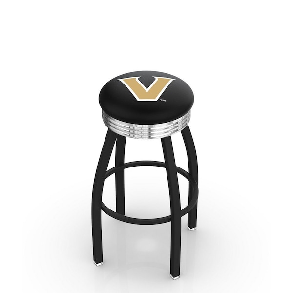 Holland Bar Stool Co 25" Blk Wrinkle Vanderbilt Swivel Bar Stool, Chrome Ring - L8B3C25VANDER