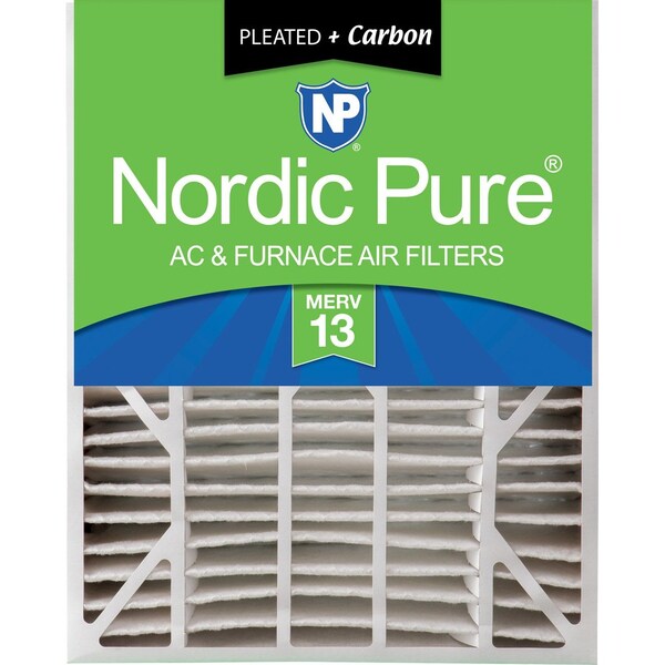 Nordic Pure 20x25x6 Plus Carbon Pleated Air Filter, High Capacity, MERV 13 - 20X25X6ASGM13+C-1