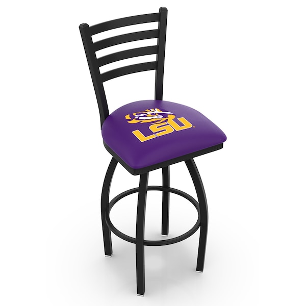 Holland Bar Stool Co 25" Blk Wrinkle Louisiana State Swivel Bar Stool, Ladder Back - L01425LASTUN