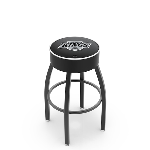 Holland Bar Stool Co 30" Los Angeles Kings Cushion Seat, Blk Wrinkle Base Swivel Bar Stool - L8B130LAKING