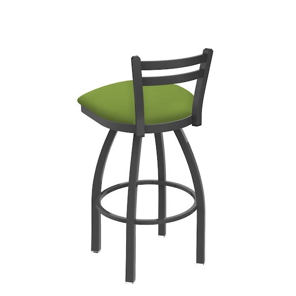 Holland Bar Stool Co 30" Low Back Swivel Bar Stool, Pewter Finish, Canter Kiwi Green Seat - 41130PW009